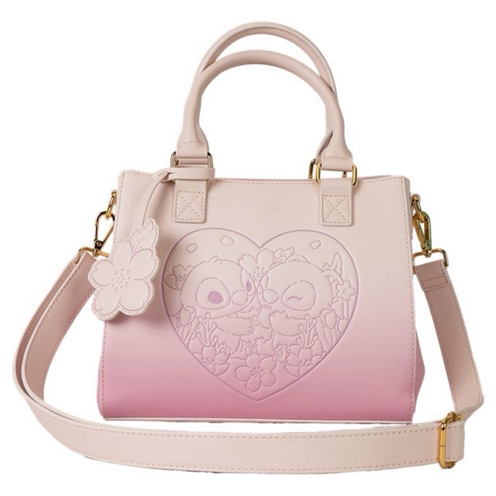 Loungefly Stitch and Angel Pink Ombre crossbody with Charm - Picture 2 of 8